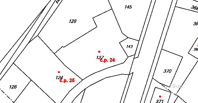 Děhylov 24 na parcele st. 127 v KÚ Děhylov, Katastrální mapa