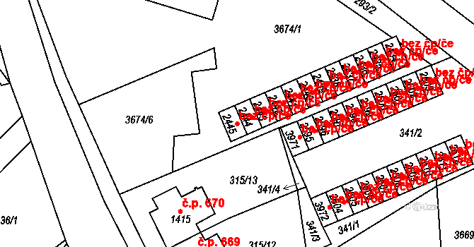 Lanškroun 45509964 na parcele st. 2445 v KÚ Lanškroun, Katastrální mapa