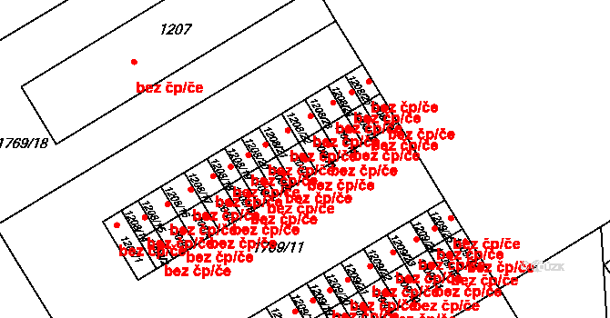 Milovice 46302964 na parcele st. 1208/9 v KÚ Milovice nad Labem, Katastrální mapa