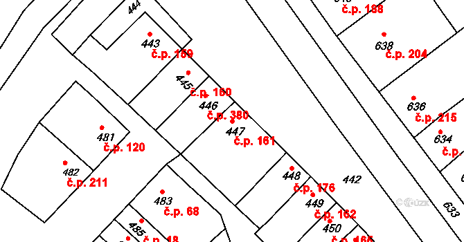 Otnice 161 na parcele st. 447 v KÚ Otnice, Katastrální mapa