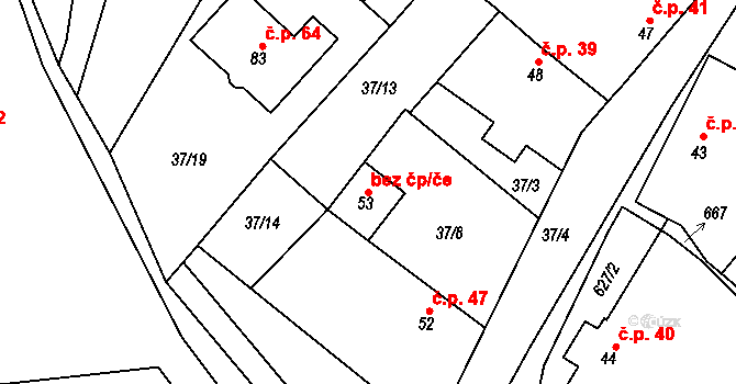 Dolní Bousov 49878964 na parcele st. 53 v KÚ Vlčí Pole, Katastrální mapa