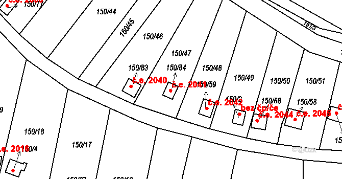 Domanínek 2041, Bystřice nad Pernštejnem na parcele st. 150/84 v KÚ Domanínek, Katastrální mapa