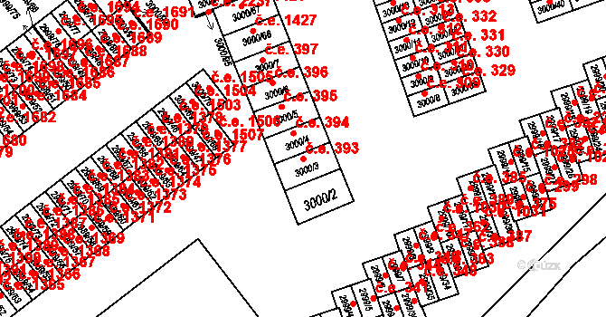 Český Těšín 393 na parcele st. 3000/3 v KÚ Český Těšín, Katastrální mapa