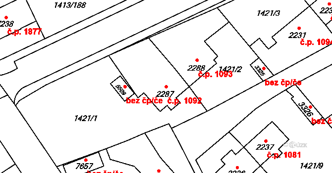 Beroun-Město 1092, Beroun na parcele st. 2287 v KÚ Beroun, Katastrální mapa