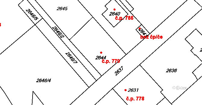 Řevnice 779 na parcele st. 2644 v KÚ Řevnice, Katastrální mapa
