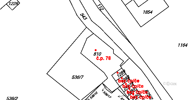 Nové Město 78, Broumov na parcele st. 810 v KÚ Broumov, Katastrální mapa