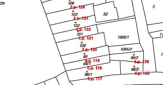 Broumov 120 na parcele st. 100 v KÚ Broumov, Katastrální mapa
