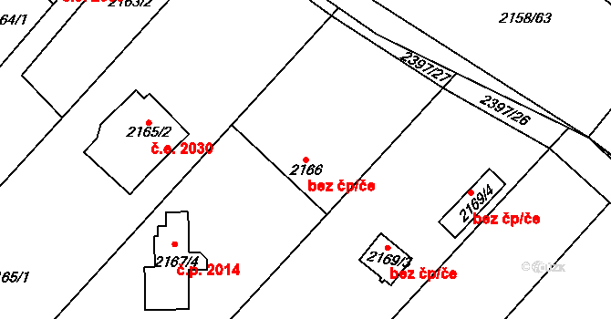 Teplice 86201964 na parcele st. 2166 v KÚ Teplice-Trnovany, Katastrální mapa