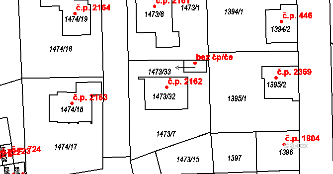 Louny 2162 na parcele st. 1473/32 v KÚ Louny, Katastrální mapa