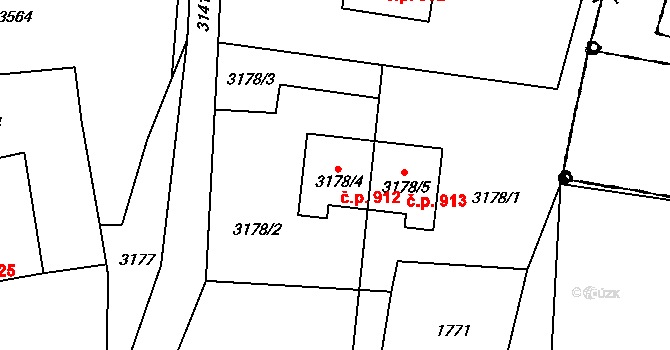 Rychnov u Jablonce nad Nisou 912 na parcele st. 3178/4 v KÚ Rychnov u Jablonce nad Nisou, Katastrální mapa