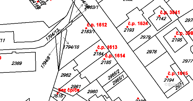 Havlíčkův Brod 1613 na parcele st. 2184 v KÚ Havlíčkův Brod, Katastrální mapa
