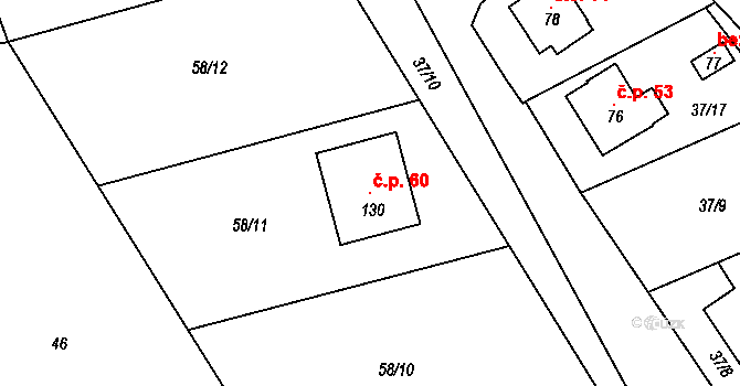 Karasín 60, Bystřice nad Pernštejnem na parcele st. 130 v KÚ Karasín, Katastrální mapa