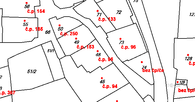 Borkovany 95 na parcele st. 48 v KÚ Borkovany, Katastrální mapa