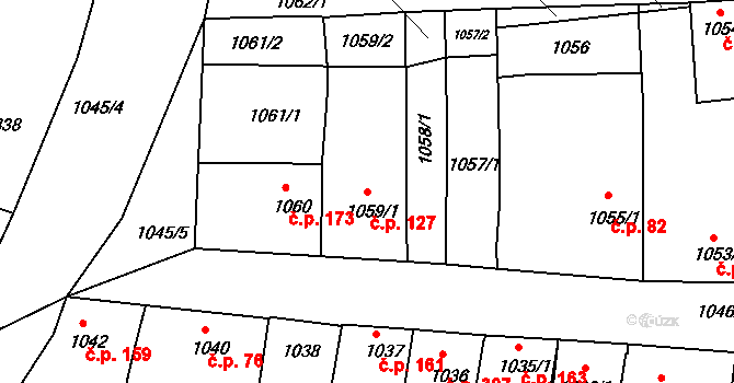 Hlohovec 127 na parcele st. 1059/1 v KÚ Hlohovec, Katastrální mapa