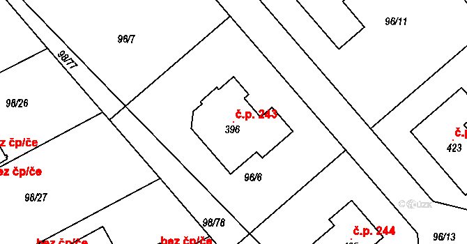 Vysoká Pec 243, Bohutín na parcele st. 396 v KÚ Vysoká Pec u Bohutína, Katastrální mapa