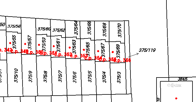 Všetuly 355, Holešov na parcele st. 375/67 v KÚ Všetuly, Katastrální mapa