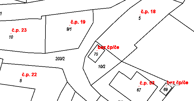 Žehušice 118140965 na parcele st. 70 v KÚ Bojmany, Katastrální mapa