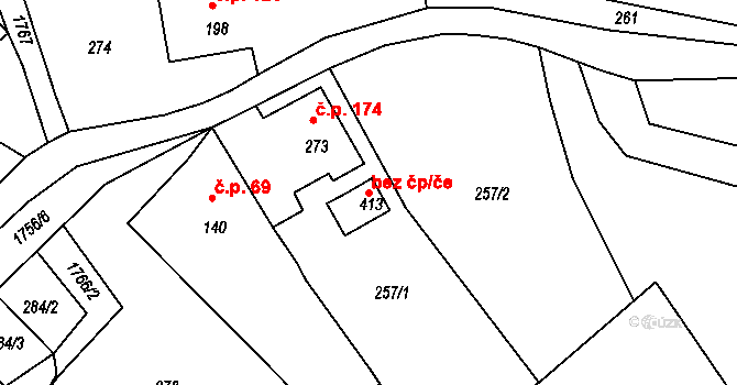 Dolní Habartice 119216965 na parcele st. 413 v KÚ Dolní Habartice, Katastrální mapa