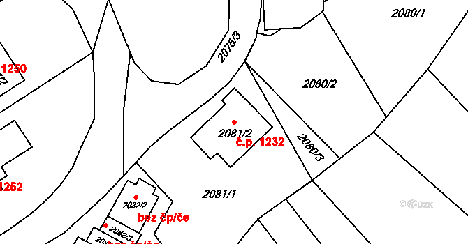 Bzenec 1232 na parcele st. 2081/2 v KÚ Bzenec, Katastrální mapa