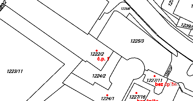 Vyškov-Město 1, Vyškov na parcele st. 1222/2 v KÚ Vyškov, Katastrální mapa