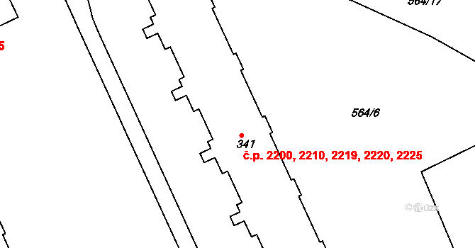 Šumperk 2200,2210,2219,2220, na parcele st. 341 v KÚ Dolní Temenice, Katastrální mapa