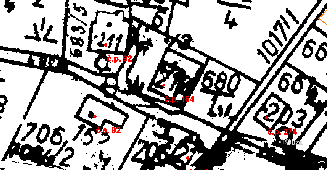 Tisová 164, Kraslice na parcele st. 212 v KÚ Tisová u Kraslic, Katastrální mapa