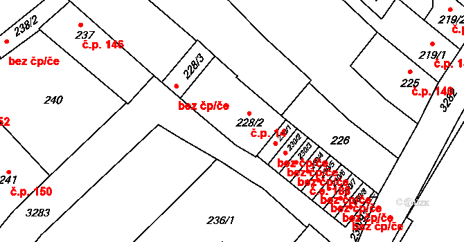 Mikulov 14 na parcele st. 228/2 v KÚ Mikulov na Moravě, Katastrální mapa