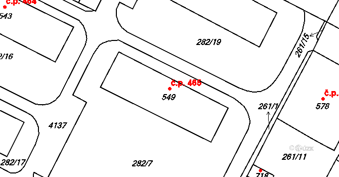 Třebenice 465 na parcele st. 549 v KÚ Třebenice, Katastrální mapa