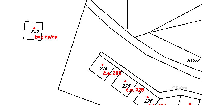 Klenovice 325, Milešov na parcele st. 274 v KÚ Orlické Zlákovice, Katastrální mapa