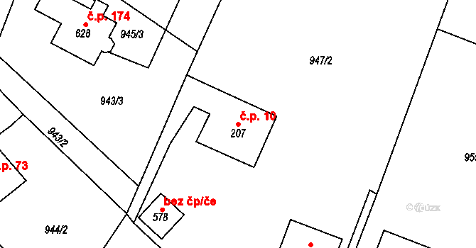 Děčín XVII-Jalůvčí 10, Děčín na parcele st. 207 v KÚ Prostřední Žleb, Katastrální mapa