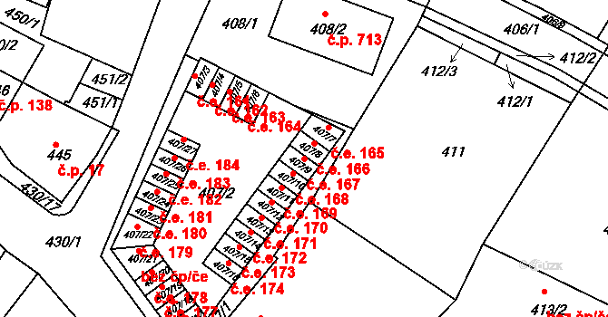 Miřetice u Klášterce nad Ohří 167, Klášterec nad Ohří na parcele st. 407/9 v KÚ Miřetice u Klášterce nad Ohří, Katastrální mapa