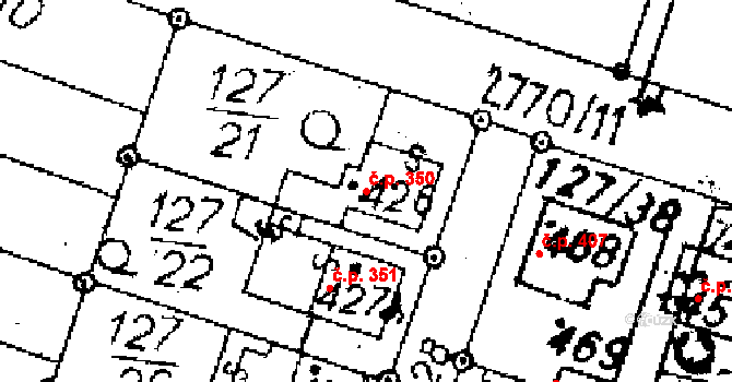 Jaroměřice 350 na parcele st. 426 v KÚ Jaroměřice, Katastrální mapa