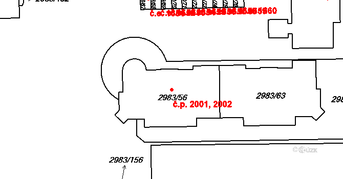 Pelhřimov 2001,2002 na parcele st. 2983/56 v KÚ Pelhřimov, Katastrální mapa