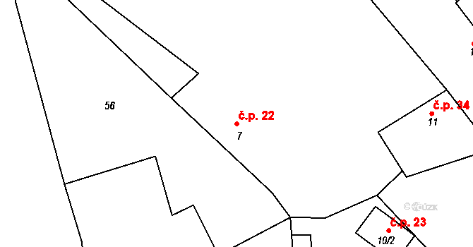 Radlice 22, Barchovice na parcele st. 7 v KÚ Radlice u Barchovic, Katastrální mapa