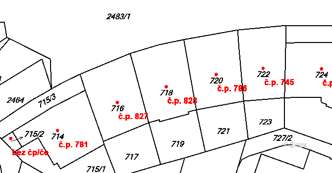 Vršovice 828, Praha na parcele st. 718 v KÚ Vršovice, Katastrální mapa