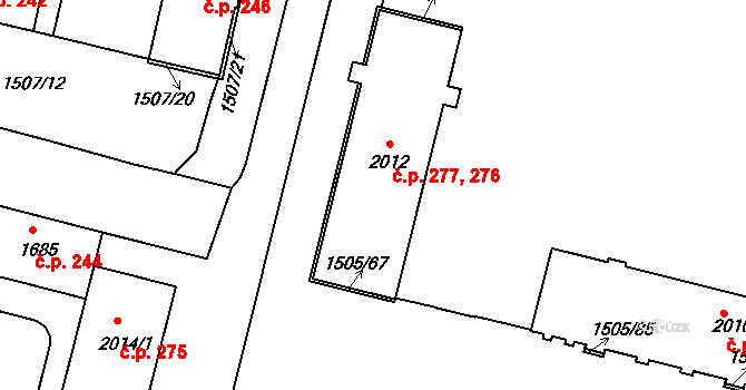 Kryblice 276,277, Trutnov na parcele st. 2012 v KÚ Trutnov, Katastrální mapa