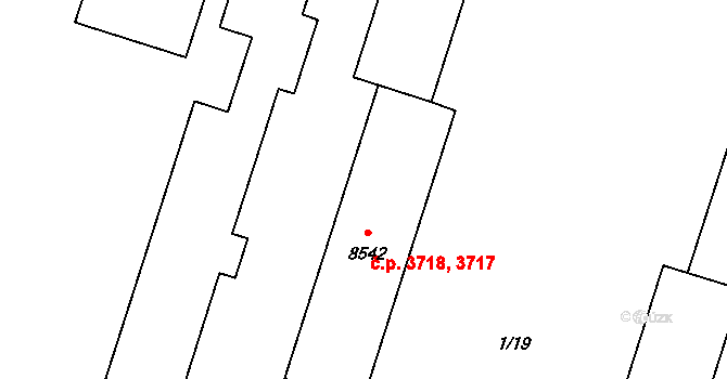 Hodonín 3717,3718 na parcele st. 8542 v KÚ Hodonín, Katastrální mapa