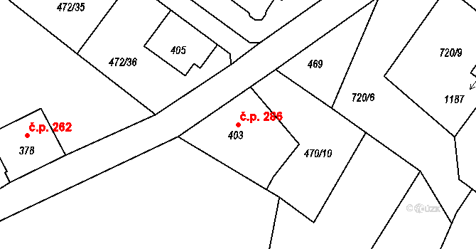 Žacléř 286 na parcele st. 403 v KÚ Žacléř, Katastrální mapa