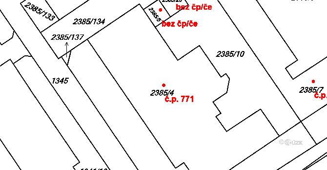 Butovice 771, Studénka na parcele st. 2385/4 v KÚ Butovice, Katastrální mapa