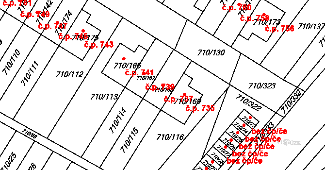 Poříčí 737, Boršov nad Vltavou na parcele st. 710/168 v KÚ Boršov nad Vltavou, Katastrální mapa