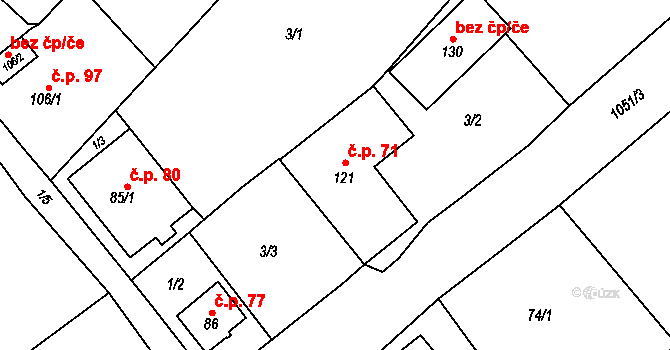 Libnov 71, Krajková na parcele st. 121 v KÚ Libnov, Katastrální mapa