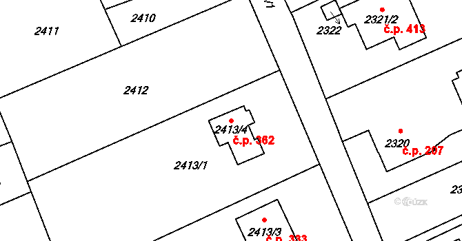 Dolní Suchá 362, Havířov na parcele st. 2413/4 v KÚ Dolní Suchá, Katastrální mapa