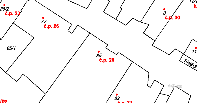 Šašovice 28, Želetava na parcele st. 35 v KÚ Šašovice, Katastrální mapa