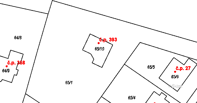 Oldřišov 393 na parcele st. 65/10 v KÚ Oldřišov, Katastrální mapa