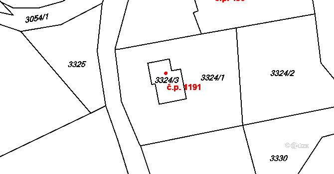 Jablunkov 1191 na parcele st. 3324/3 v KÚ Jablunkov, Katastrální mapa