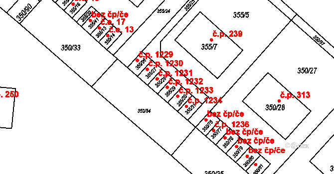 Dobšice 1232 na parcele st. 355/29 v KÚ Dobšice u Znojma, Katastrální mapa