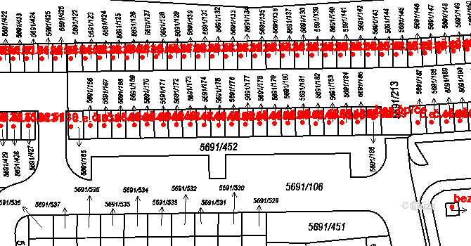 Jihlava 4852 na parcele st. 5691/177 v KÚ Jihlava, Katastrální mapa