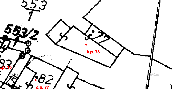 Jickovice 73 na parcele st. 77 v KÚ Jickovice, Katastrální mapa