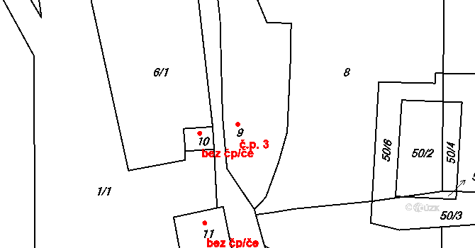 Kobylnice 3, Koroužné na parcele st. 9 v KÚ Kobylnice nad Svratkou, Katastrální mapa