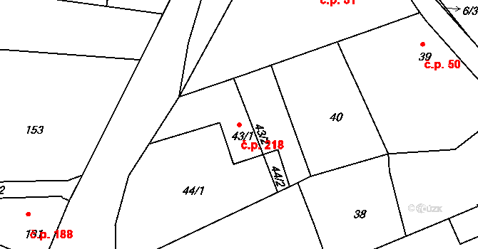 Pohořelice 218 na parcele st. 43/1 v KÚ Pohořelice u Napajedel, Katastrální mapa